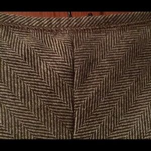 H&M herringbone wool a-line skirt, fully lined in brown